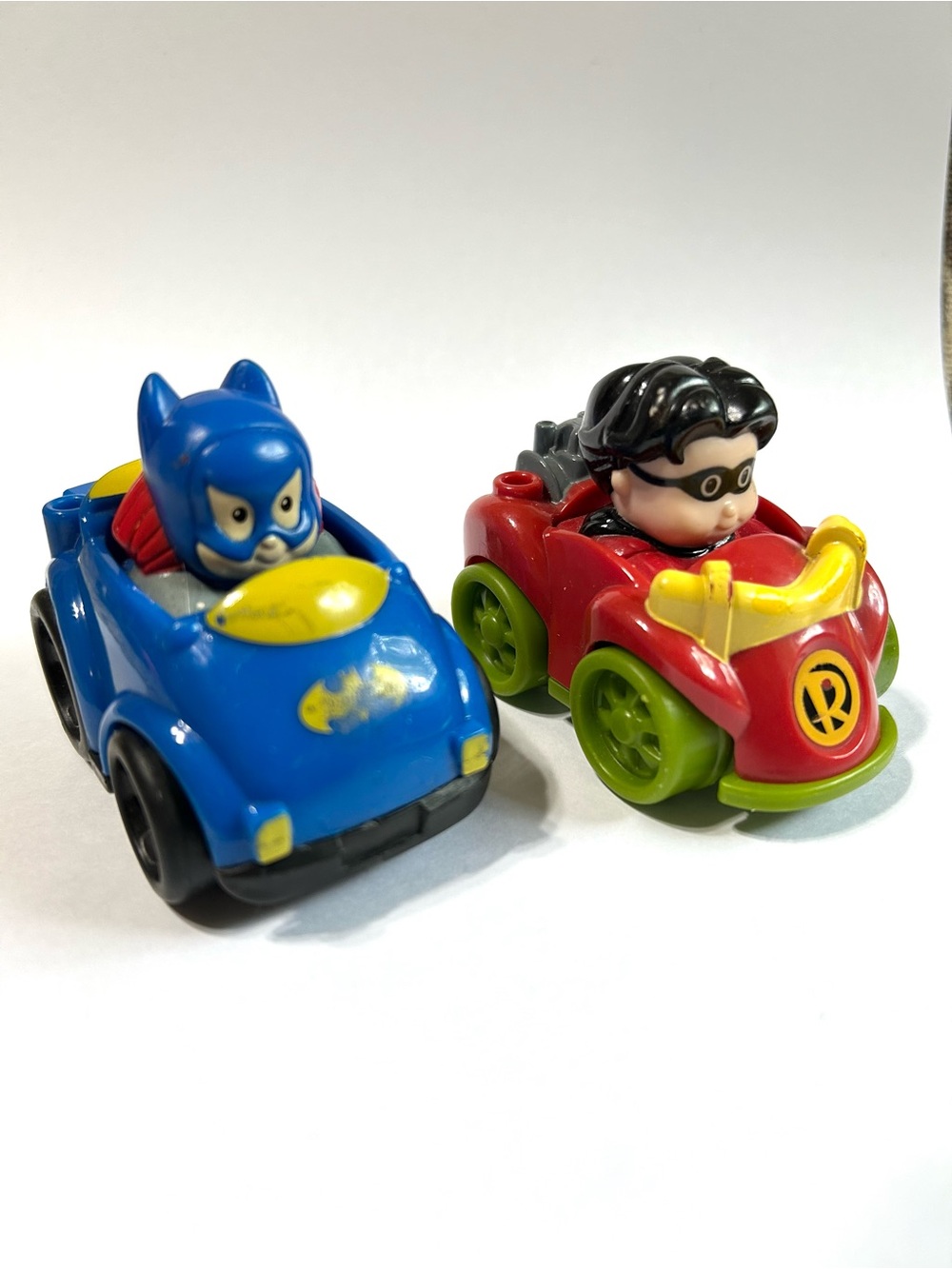 2 Fisher-Price Little People Wheelies Cars Batman (2009) and Robin (2012)